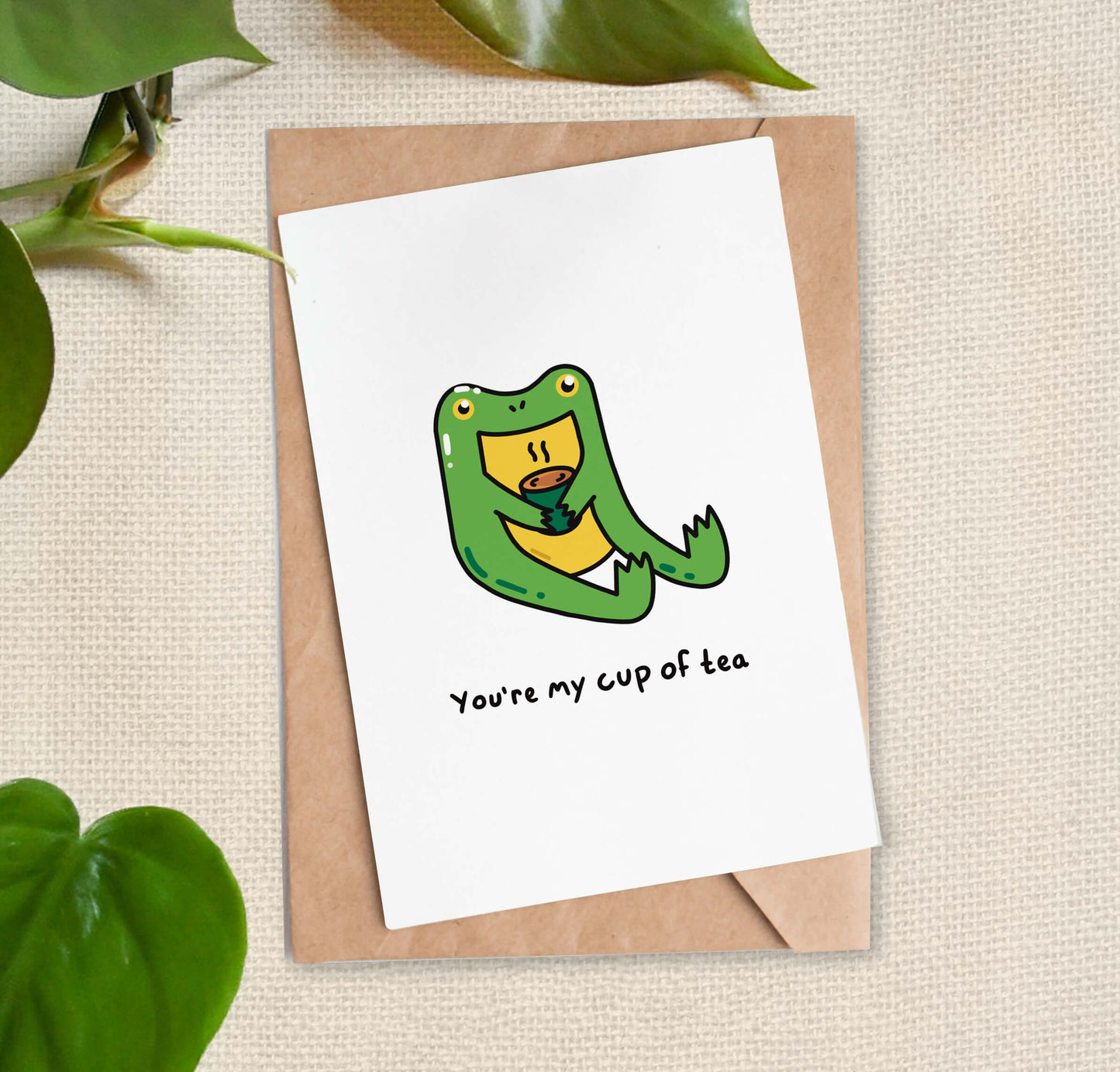 Tea Frog Greeting Card