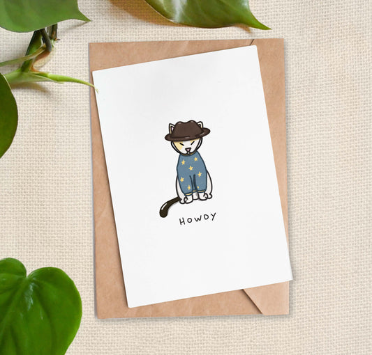 Howdy Cat Greeting Card