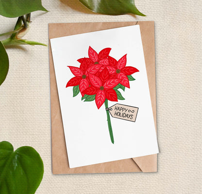 Poinsettias Holiday Greeting Card